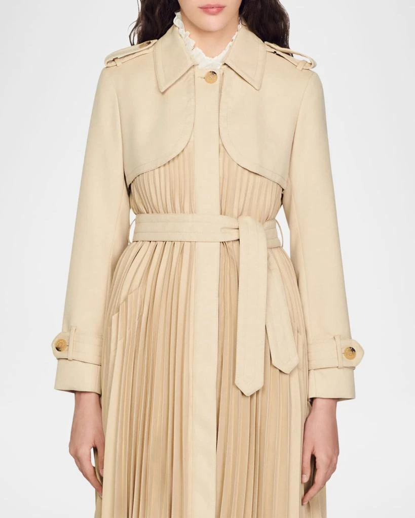 Sandro Vino Pleated Trench Coat 3