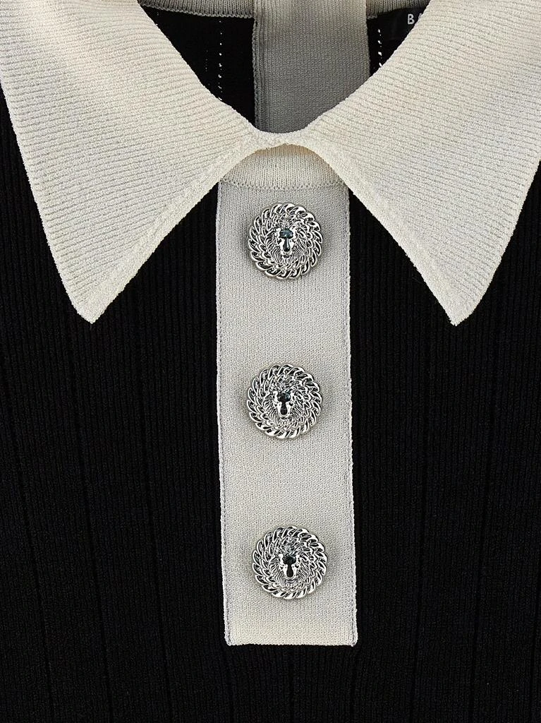 Balmain Balmain Short-Sleeved Ribbed Knit Polo Mini Dress 4