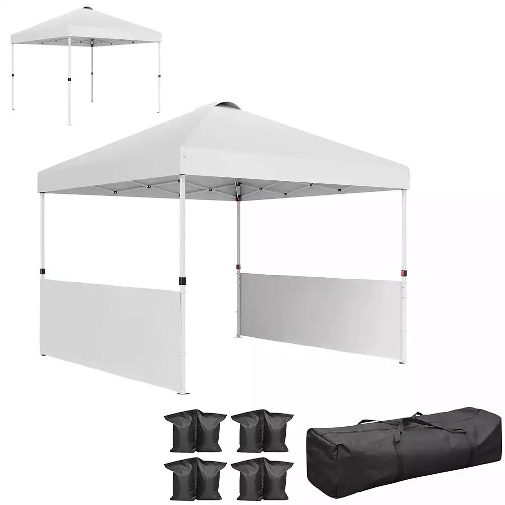 Outsunny 10
 x 10
 Pop Up Canopy Tent with 2 Half Sidewalls, Dark 1