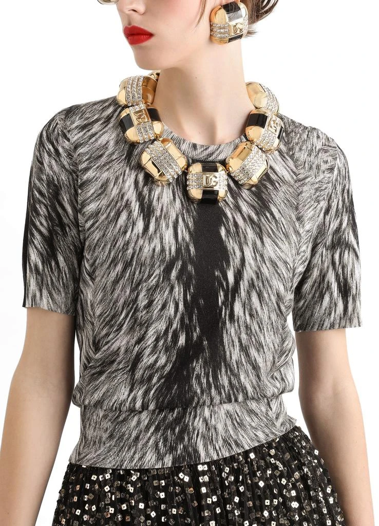 Dolce & Gabbana Fur print silk sweater 5
