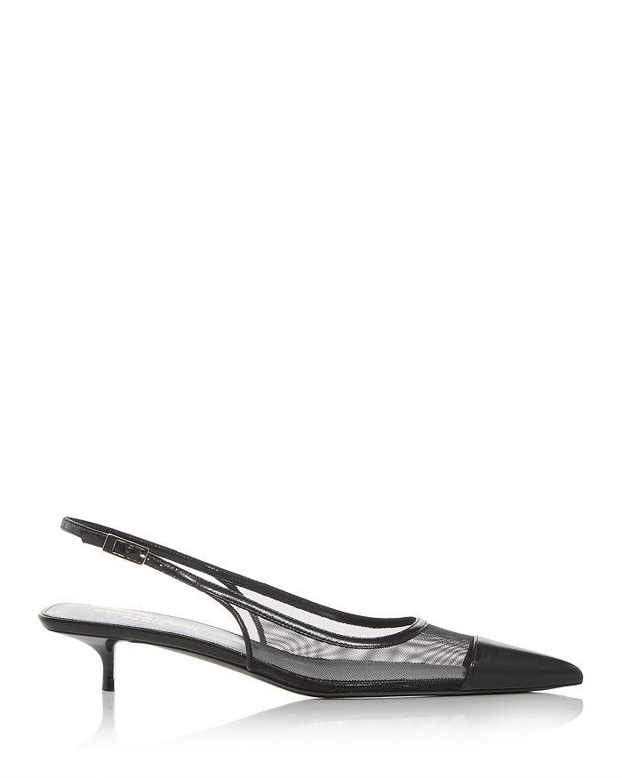 Yves Saint Laurent Women's Oxalis Slingback Kitten Heel Pumps