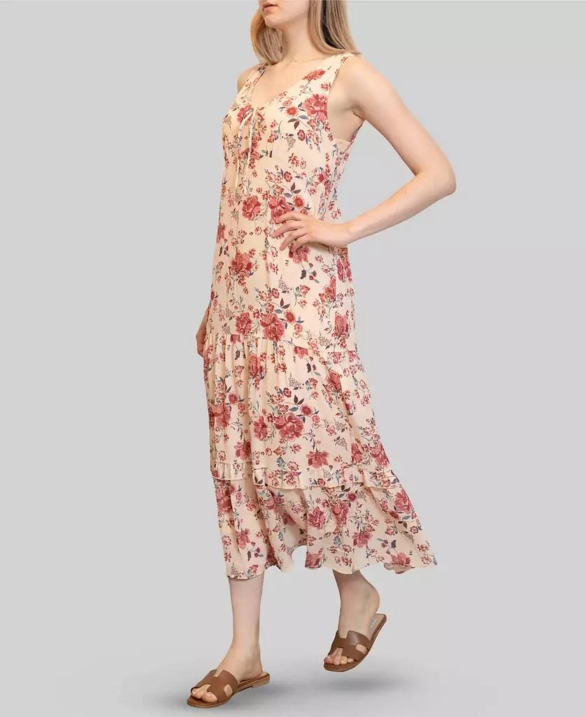 Almost Famous Juniors' Chiffon Printed V-Neck Sleeveless Maxi Dress 1