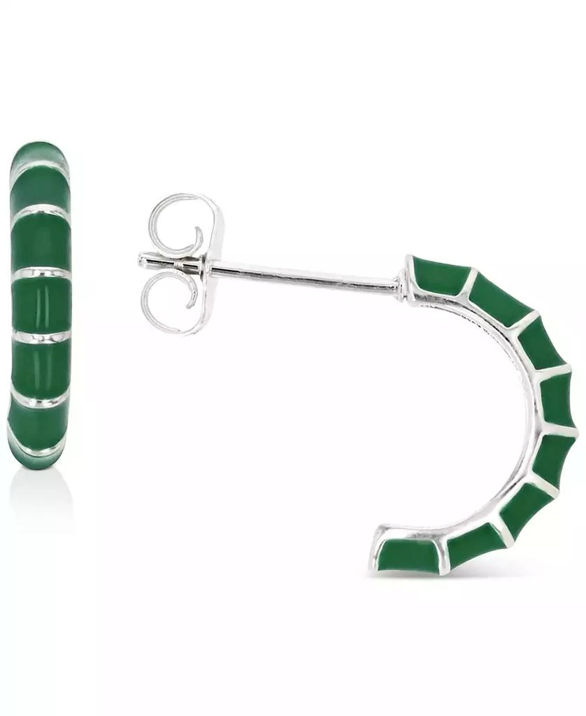 Macy
s Enamel Hoop Earrings in Sterling Silver or 14k Gold over Sterling Silver, 1/2"