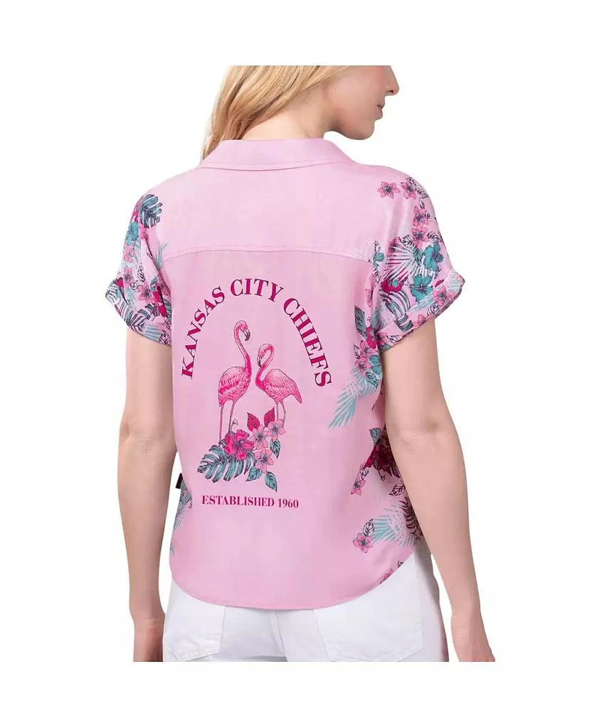 Margaritaville Women's Pink Kansas City Chiefs Stadium Tie-Front Button-Up Shirt 2