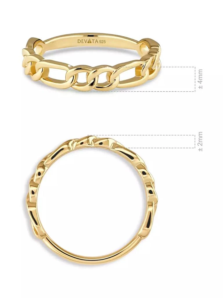DEVATA Figaro Link Ring in Gold Plated Sterling Silver, Size 9 5