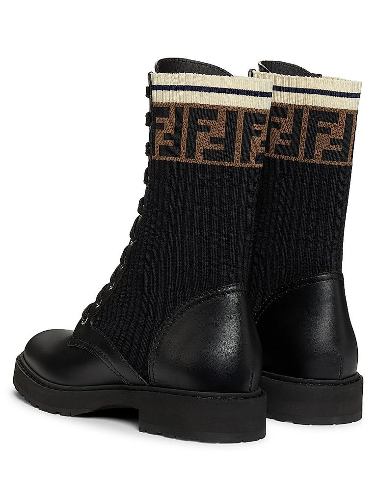 Fendi Rockoko Leather & Knit Combat Boots 3