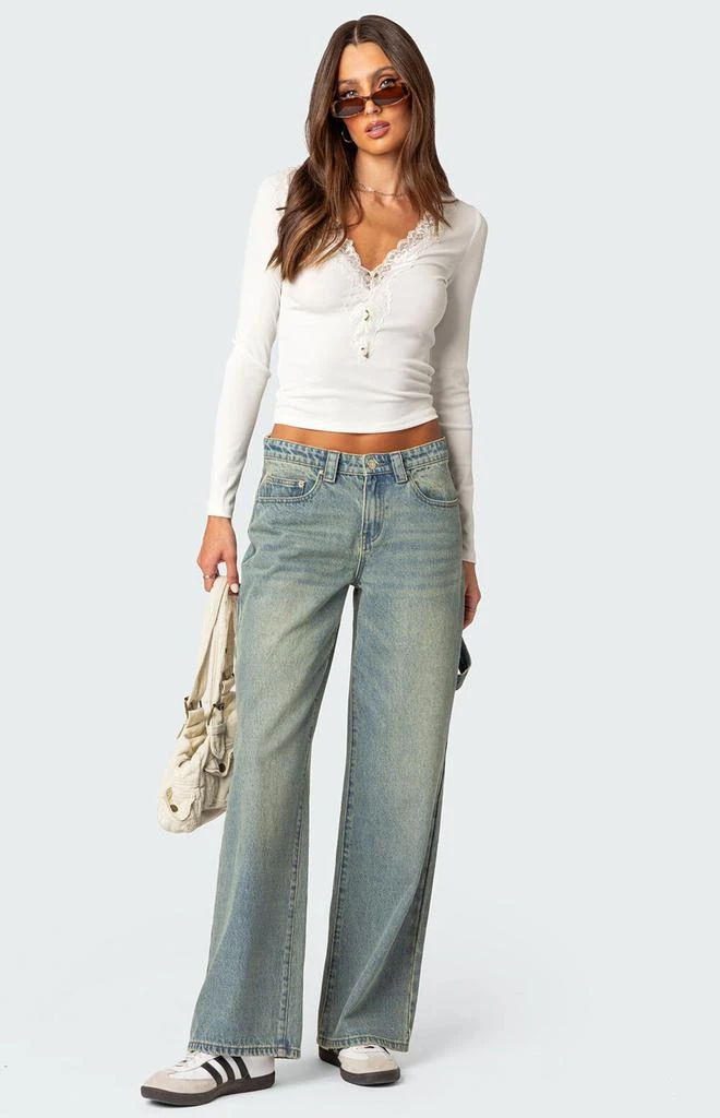 Edikted Madeline Lace Trim Ribbed Top 1