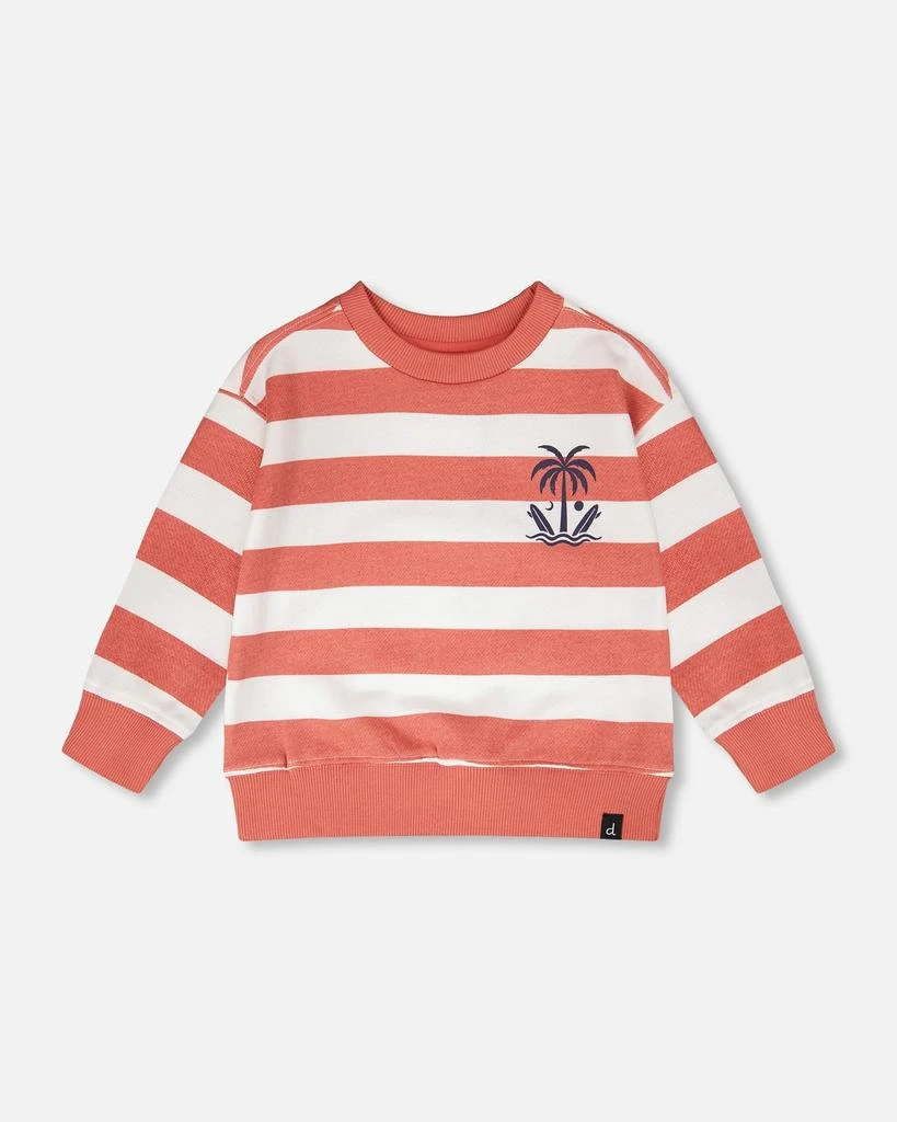 Deux par Deux French Terry Sweatshirt Brick and White Stripes