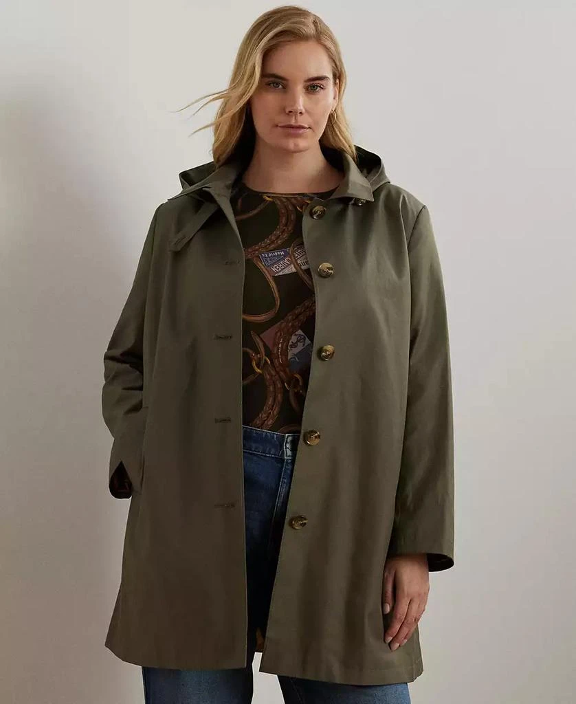 Ralph Lauren Womens Plus Size Hooded A-Line Raincoat, Created for Macys 1