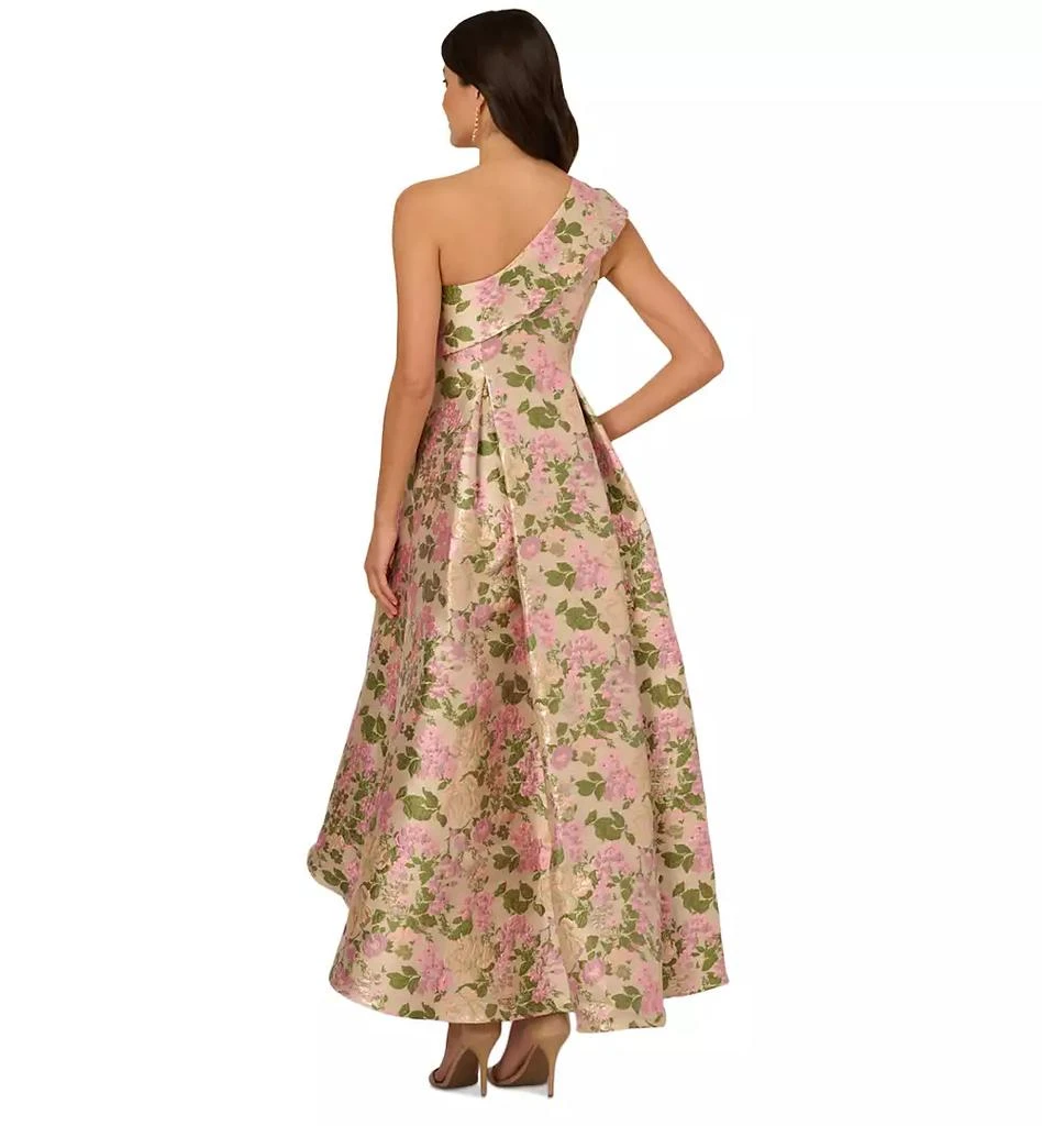 Adrianna Papell Women's Jacquard High-Low One-Shoulder Gown 5