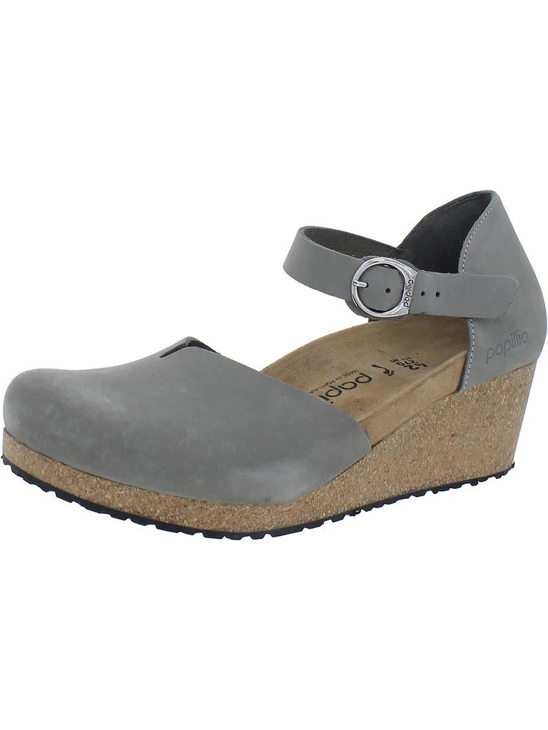 Papillio by Birkenstock Mary Ring-Buckle Womens Nubuck Ankle Strap Wedge Heels 1