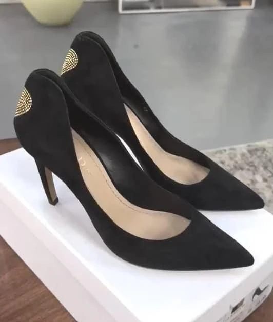 Dior Dior Black Suede Heart Studded Amour Pumps Size 39 2
