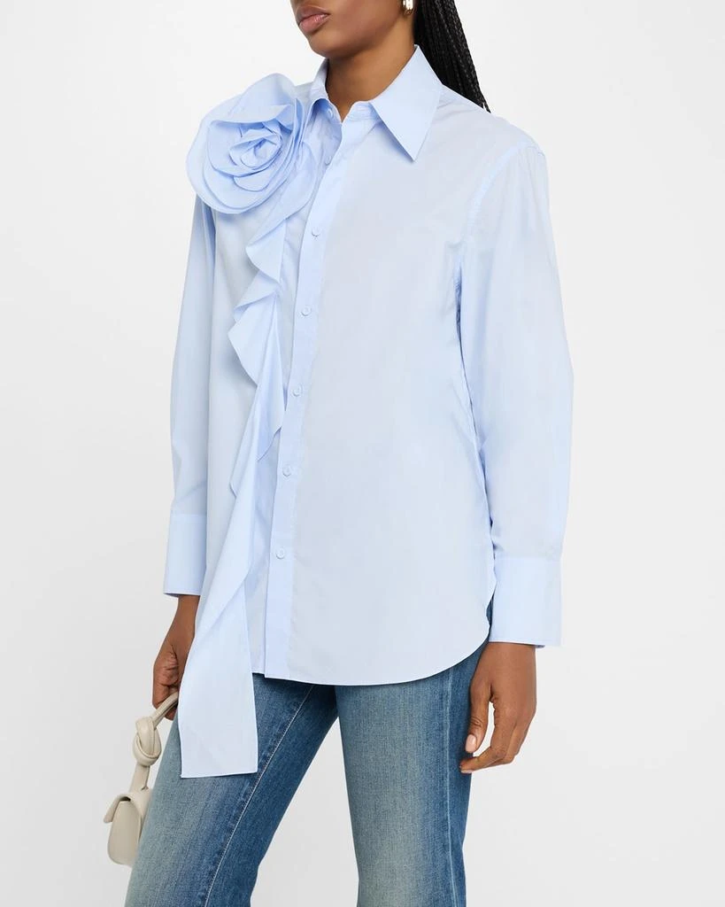 Marella Ketch Ruffle Rosette Cotton Poplin Shirt 4