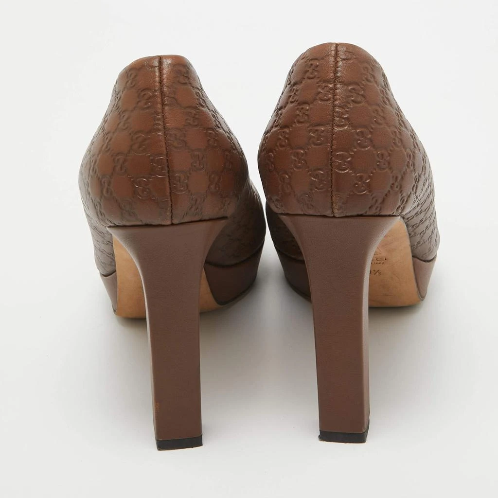 Gucci Gucci Brown Guccissima Leather Platform Peep Toe Pumps Size 39.5 5