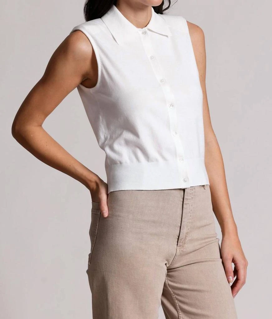 Minnie Rose Minnie Rose - Button Front Sleeveless Polo Top 2