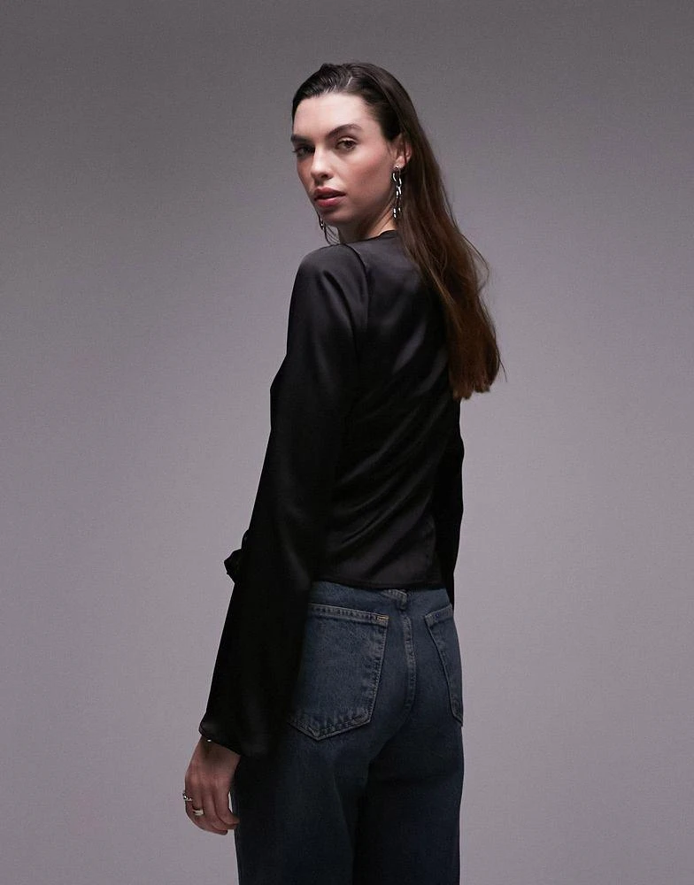 Topshop Topshop ring detail top in black 3