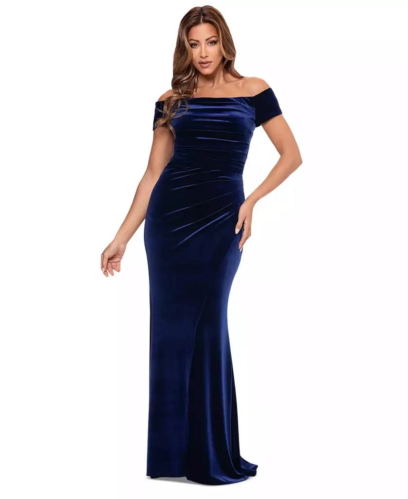 XSCAPE Women's Velvet Off-The-Shoulder Evening Gown 1