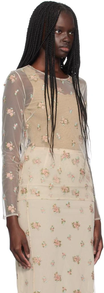BLUMARINE Beige Sheer Floral Blouse 4