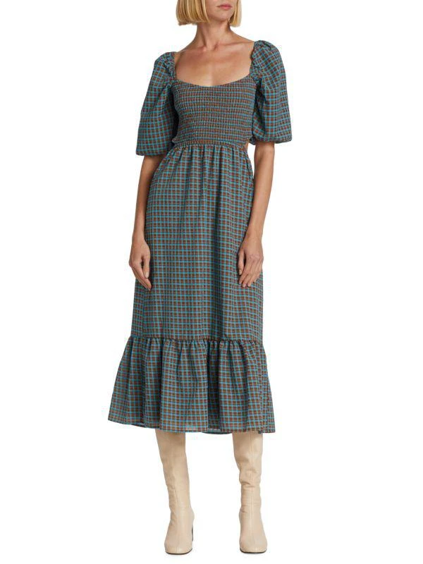 Cut Out Smocked Gingham Midi Dress  On Sale Now with Up to 51% Off |  Discover Exclusive Deals & Savings at BeyondStyle  Authentic Wayf a-line| dresses|Women's|women's|women's apparel with Limited-Time Discounts, Free