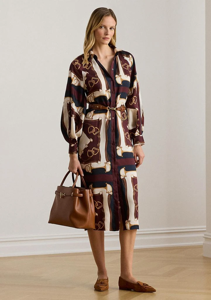 Ralph Lauren Petite Equestrian-Print Twill Midi Shirtdress