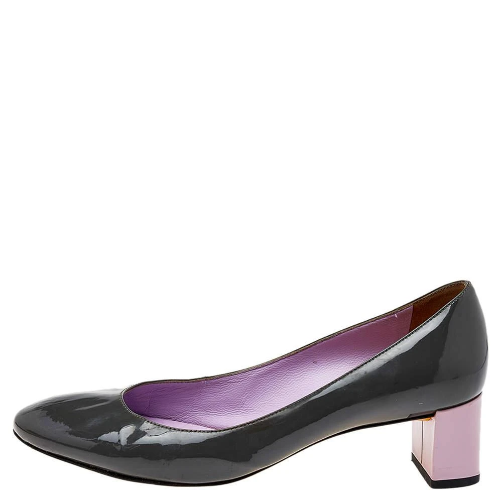 Fendi Fendi Grey/Purple Patent Leather Block Heel Pumps Size 37 2