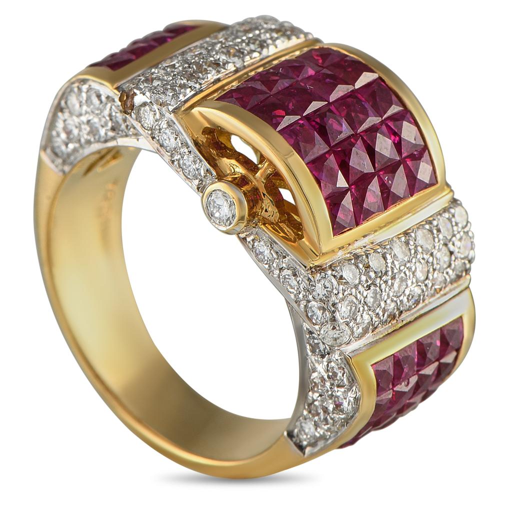 LB Exclusive 18K Yellow Gold 1.40ct Diamond and Ruby Ring  MF09-052825