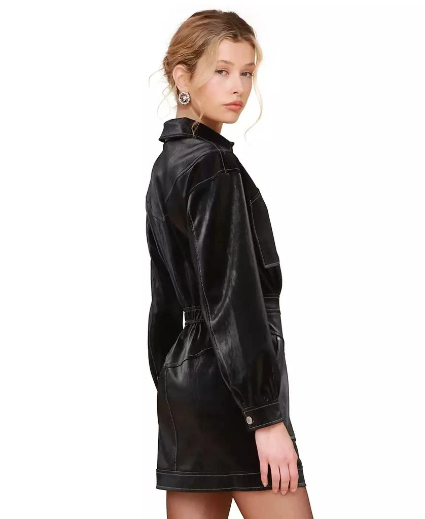 Avec Les Filles Women's Faux-Leather Carpenter Mini Dress 3