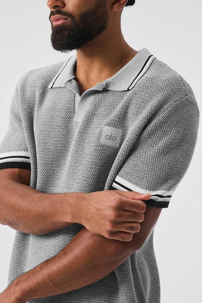 Alo Sports Club Sweater Knit Polo - Athletic Heather Grey 4