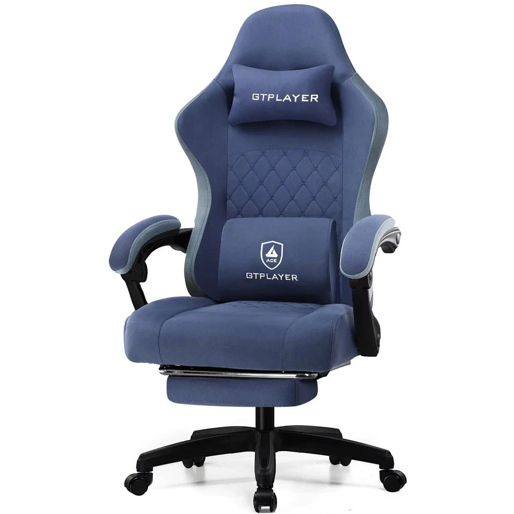 GTPLAYER Ergonomic Gaming Chair with Pocket Spring Cushion, Adjustable Linkage Armrests, Footrest, and Lumbar Support