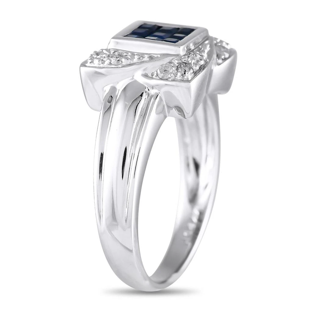 LB Exclusive 14K White Gold 0.15ct Diamond and Sapphire Ring MF28-120324 2