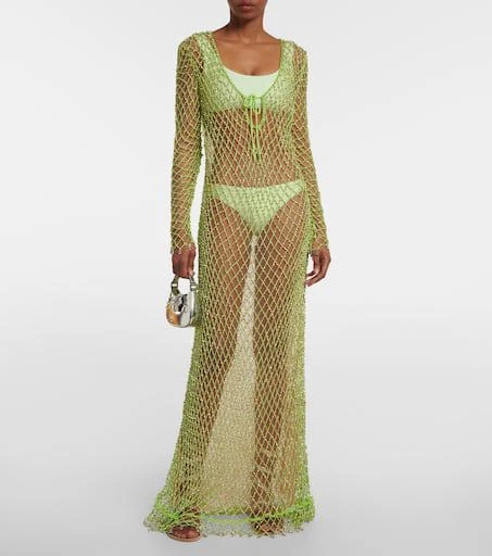 Self Portrait Beaded fishnet maxi dress 2