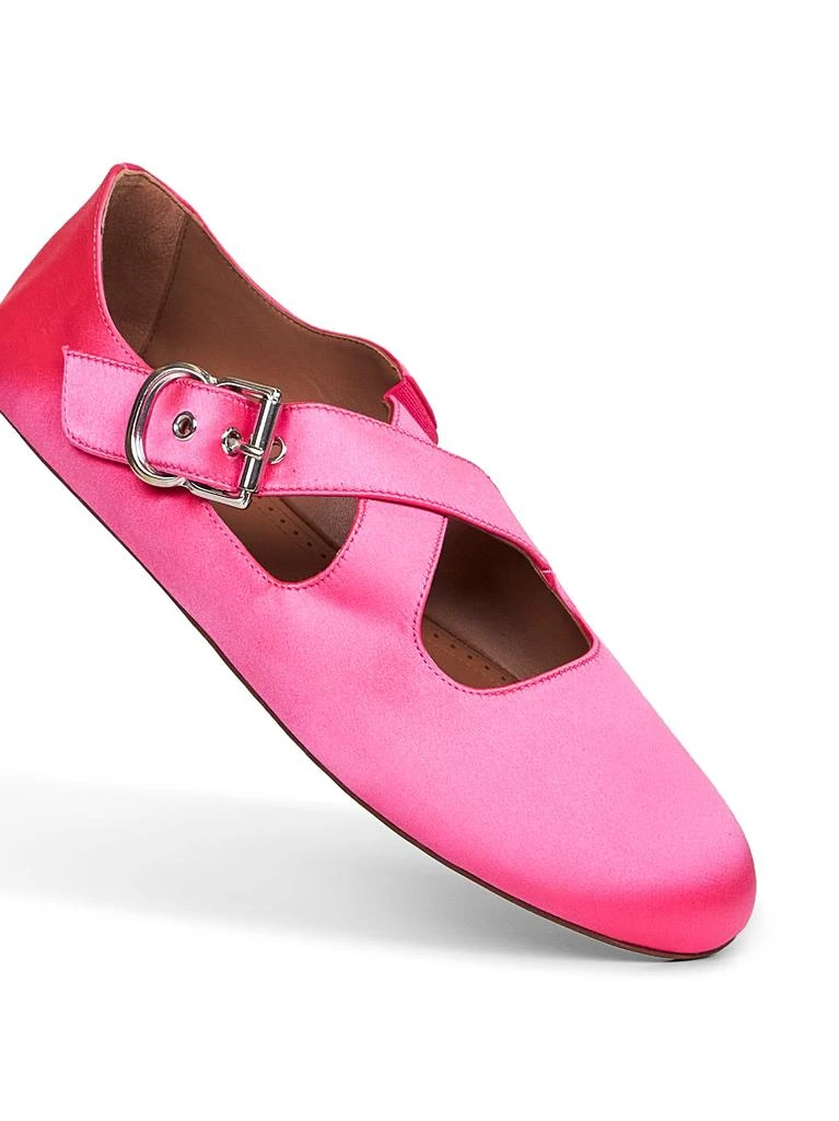 Alaïa ALAÏA | Fuchsia satin Flat criss cross ballet flats | Women | 38 5