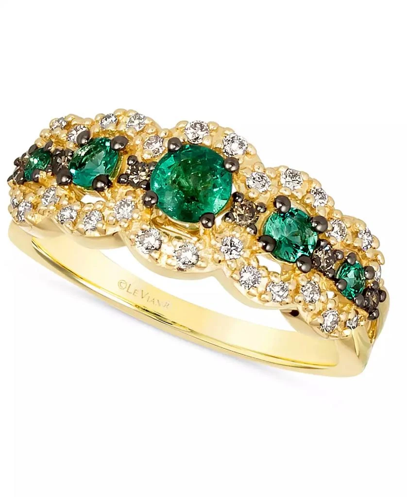 Le Vian Costa Smeralda Emeralds (3/8 ct. t.w.) & Diamond (1/3 ct. t.w.) Scalloped Ring in 14k Gold 1