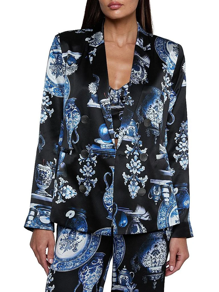 L'Agence Colin Graphic Silk Double-Breasted Blazer 3