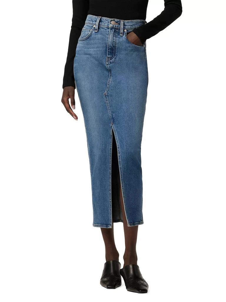 Hudson Jeans Reconstructed Denim Midi-Skirt 3