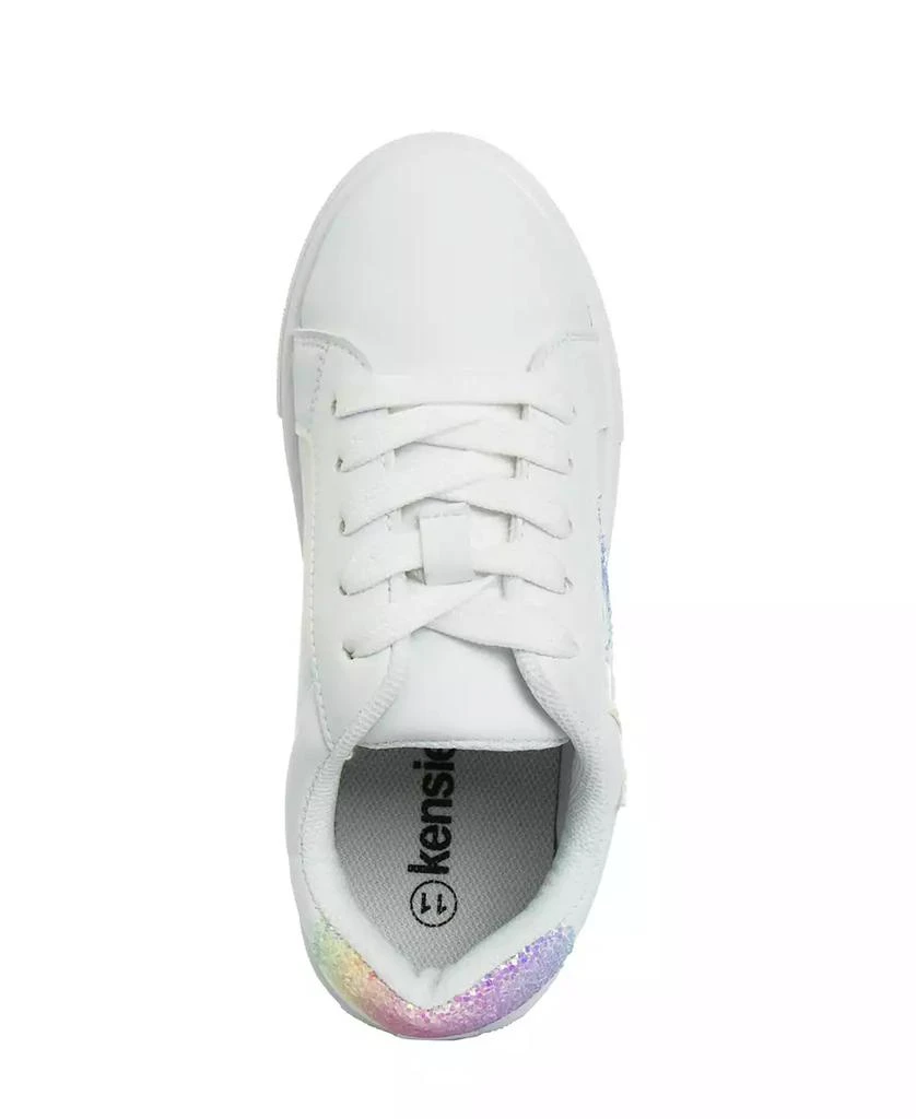 Kensie Big Girls Lace Up Glittery Casual Sneakers 4