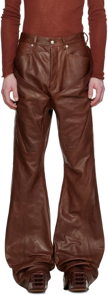 Rick Owens Burgundy Slivered Leather Pants 1