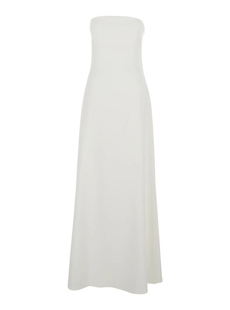 Jacquemus 'Le Robe Bustier' White Off-Shoulder Long Dress With Folded Train On The Rear In Viscose Stretch Woman 1