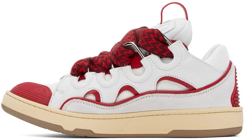 Lanvin SSENSE Exclusive White & Red Curb Sneakers 3