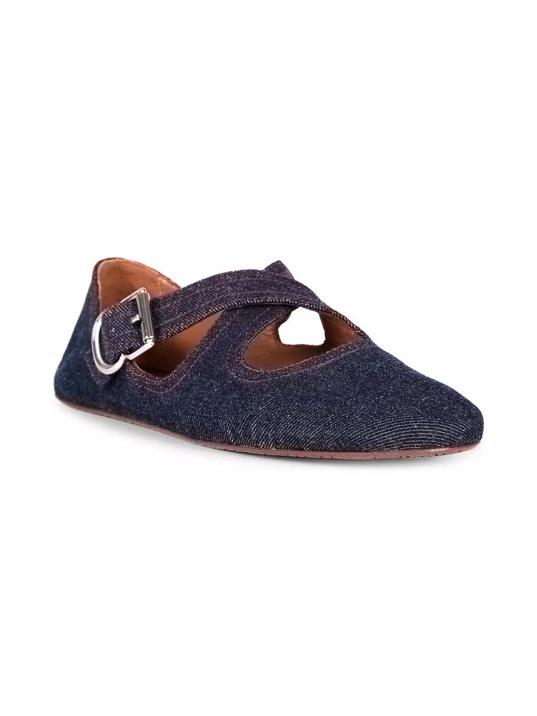 Shop Crisscross Buckle Denim Ballerina Flats on Sale at