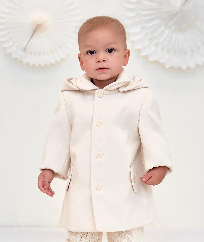Sarah Louise Sarah Louise Boys Hooded Coat in Ivory