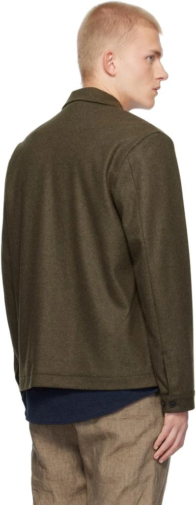 Sunspel Khaki Boiled Wool Zip Jacket 3