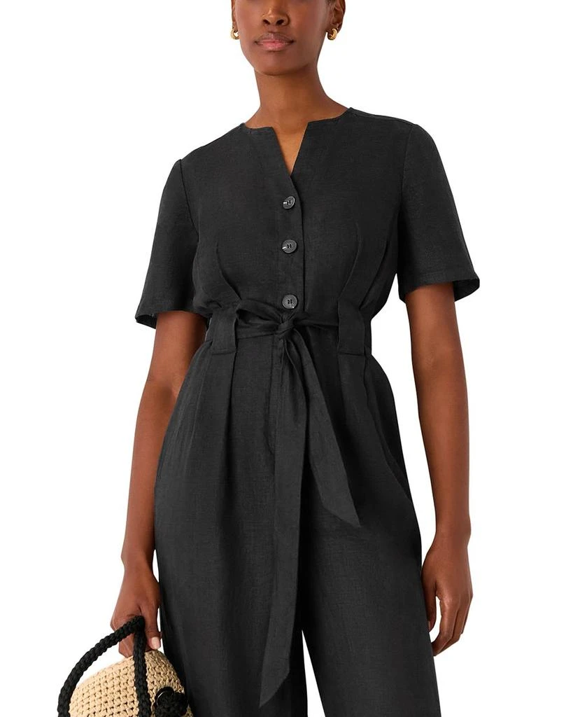 Whistles Fiona Linen Button Front Jumpsuit 3
