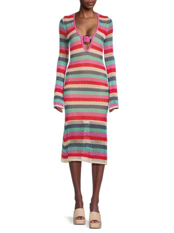 Bebe Crochet Ring Midi Sweater Dress 1
