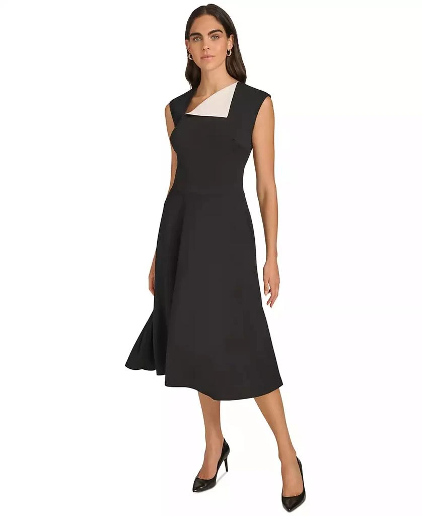 Calvin Klein Women's Colorblocked-Neck A-Line Midi Dress 1