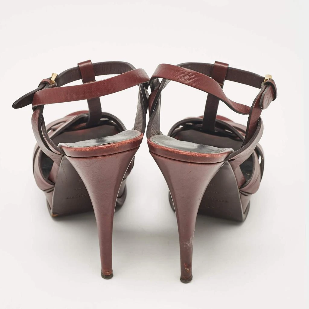 Yves Saint Laurent Saint Laurent Burgundy Leather Tribute Platform Sandals Size 39.5 5