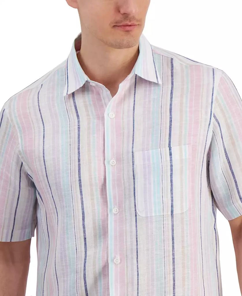 Club Room Men's Dart Striped Short-Sleeve Linen Shirt, Created for Macy's 3