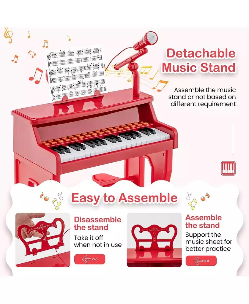 Slickblue 37 Keys Music Piano with Microphone Kids Piano Keyboard with Detachable Music Stand 3