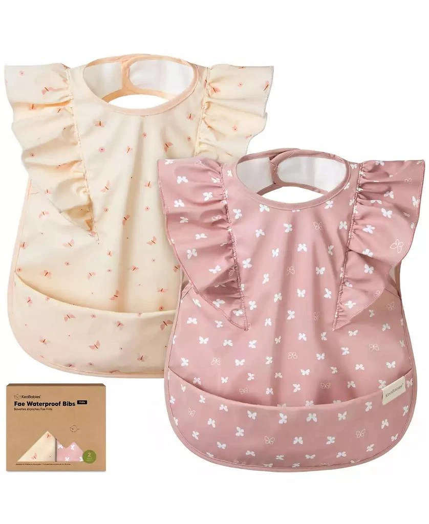 KeaBabies 2-Pack Fae Waterproof Bibs for Baby Girl, Boy - Large Baby Bibs for Eating, Infant Feeding Essentials, Lightweight, Cute