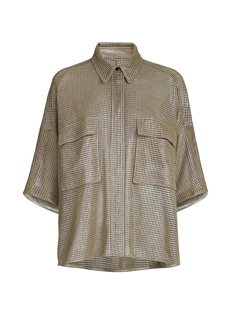 Brunello Cucinelli Sparkling Leather Net Shirt
